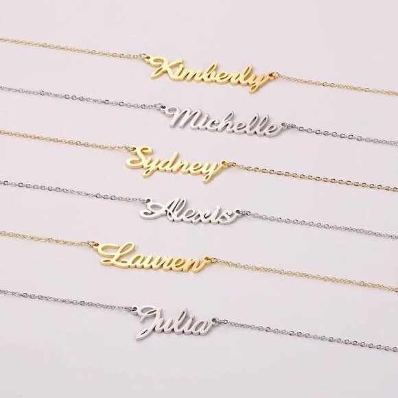 Custom Name Necklace Personalized, 14K Gold Plated Personalized Name Necklace Wh - Picture 7 of 7
